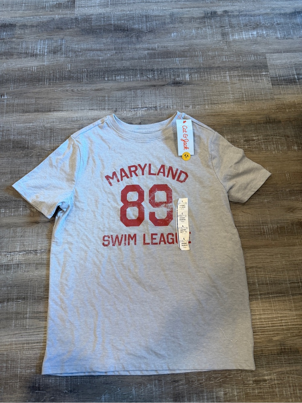 Cat & Jack Light Gray and Red Maryland Swim Tee